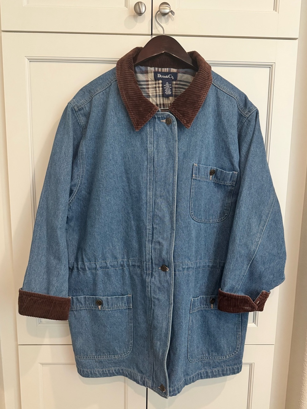 Vintage 90’s Denim Co. Plaid-Lined Denim Barn/Chore Jacket Blue & Brown Like New - Picture 8 of 8
